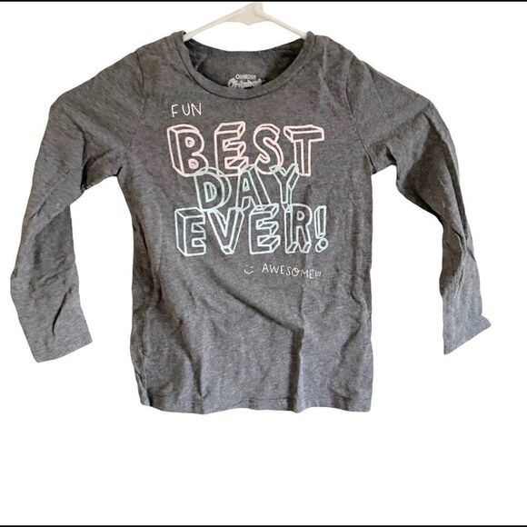 Oshkosh Gray Best Day Every Gray Long Sleeve Tee Size 5 - Picture 1 of 5